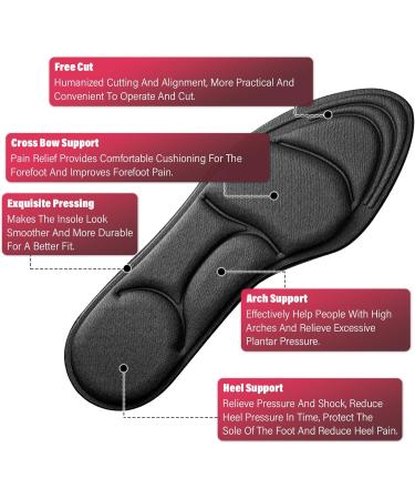 2 Pairs Memory Foam High Heel Insoles - Breathable Shoe Pads & Comfort Cushion Inserts for Men & Women (Black - Buy Online on GoSupps.com