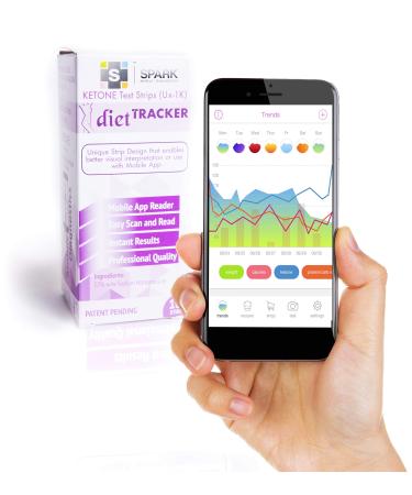 Spark | Keto Test Strips with Mobile App Reader for Ketosis  Scan & Read Mobile App for Ketone Urine Test. Track Macros, Mood, Weight and More with Spark DietTracker App