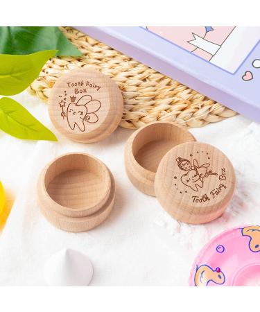 2Pcs Girl's Wooden Tooth Fairy Keepsake Box Set - Cute Baby Tooth Holder for Under Pillow - Teeth Container for Baby Shower Gift - Buy Online on GoSupps.com