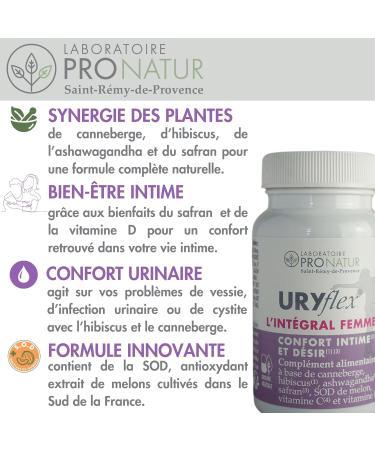 URYflex L INTEGRAL FEMME Compl ment alimentaire confort urinaire et libido Canneberge Hibiscus Ashwagandha Safran Vitamines C & D SOD 60 g lules Fabriqu en France - Buy Online on GoSupps.com