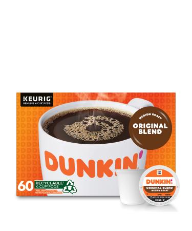 Dunkin' Original Blend Medium Roast Coffee, 60 Keurig K-Cup Pods Original 10 Count (Pack of 6)