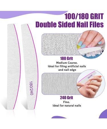 Professional 180/240 Grit Nail Files - 12 Double-Sided Nail Files for Natural Nails | Ideal for Nail Studios - Buy Online on GoSupps.com