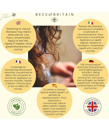 99% NATURAL - SHAMPOO - HONEY & LAVENDER - 250ml by BEES of BRITAIN. No Sulfates No Parabens pH Friendly for Sensitive Skin. We Donate 5% Profits To Help Save Bees & Pollinators - Buy Online on GoSupps.com