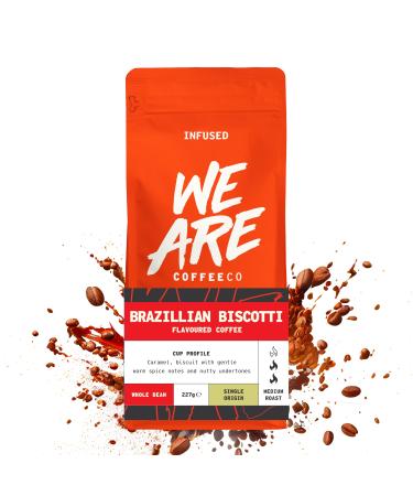 Coffee Beans 227g Bag Whole Bean Coffee Brazilian Biscotti Flavoured Coffee Beans Caramel Nuts & Spice Notes Arabica Medium Roast Fresh Coffee Single Origin (We Are Coffee Co) Biscotti 227 g (Pack of 1) - Buy Online on GoSupps.com