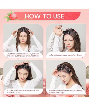 Sparkling Crystal Stone Hair Clips Double Bangs Hairstyle Headband Set for Women - Rhinestone Twist Plait Hair Accessories - Buy Online on GoSupps.com