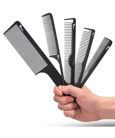 Fagaci 5 Pcs High Carbon Hair Comb for Men - Bend-Proof Styling Comb Set  Heat Resistant Barber Combs Professional  Anti-Static Mens Combs for Hair Stylist  Hair Comb Set for Men - Peines Para Cabello