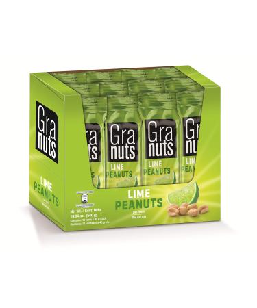 Granuts Lime Peanuts | Tangy Sour Lime Flavor | On-the-Go Snack | 1.76 Oz (12 Inner Packs) Lime 1.58 Ounce (Pack of 12)