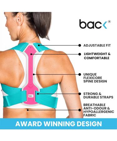 BACK Posture Hero - Adjustable Posture Corrector for Men & Women | Award-Winning Support | Fits 32-36 Inches (Pink/Turquoise S/M - Buy Online on GoSupps.com