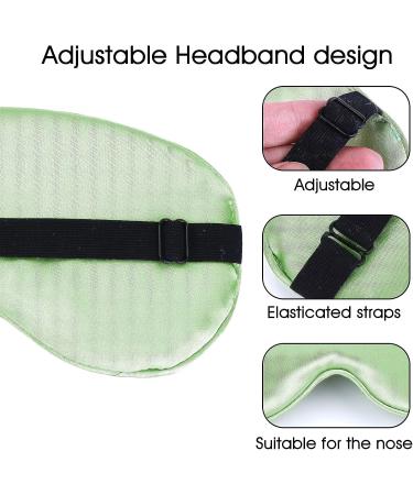 Lusofie 4Pcs Silk Sleep Masks Set - Adjustable Strap Eye Covers for Sleeping, Night Travel, Nap - Satin Eyeshade for Girls (Pink/White/Green/Emerald) - Buy Online on GoSupps.com
