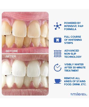 Smilerex Professional Teeth Whitening Strips Kit - Peroxide-Free Whitening Course | 28 Strips, 14 Treatments, Non-Slip Technology | Sensitivity-Free Dental Whitener - Buy Online on GoSupps.com
