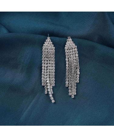 Shop Vintage Rhinestone Chandelier Tassel Earrings | Crystal Drop Earrings & Gold Tennis Chain Jewelry for Women - Buy Online on GoSupps.com