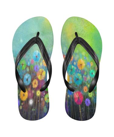 Mnsruu Abstract Floral Flip Flops Home Hotel Spa Bedroom Travel XS for Men Women