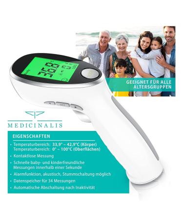 Medicinalis Contactless Forehead Thermometer - Accurate Digital Infrared Thermometer for Babies & Adults | Fast LCD Measurement - Buy Online on GoSupps.com
