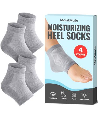MoistMate 2-Pairs Heel Socks for Dry Cracked Feet, Moisturizing Socks for Foot Care, Cracked Heel Repair for Dry Feet, Foot Calluses, Rough Heel, Aloe Socks for Women and Men, Foot Spa Socks (Grey) Grey-2 Pair (Pack of 1)