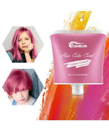 Temprary Hair Dye Comblor Pink Hair Dye for Dark Hair Hair Chalks for Girls Wash Out Hair Colour Kids Gifts for Birthday Christmas Halloween Crazy Hair Day Children's Day
