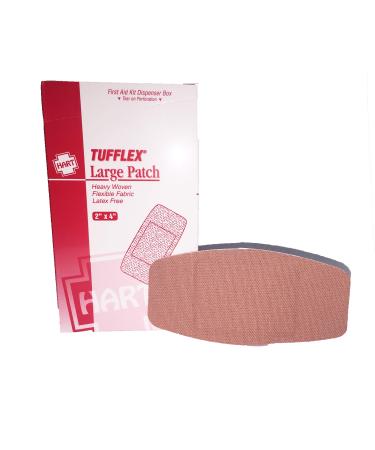Tufflex Plastic Strip Bandage 2" x 4" Patch Brown 25 Per Box Heavy Woven Latex Free