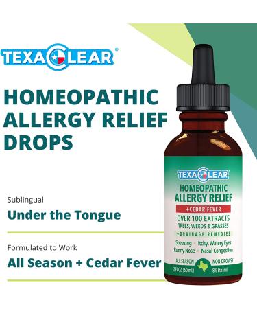 TexaClear Homeopathic Texas Cedar Fever Allergy Relief Drops - 2oz for Zones 2, 5, 6 | All Season + Drainage Remedies - Buy Online on GoSupps.com