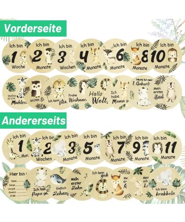 Wood Milestone Cards for Babies - 15pc Set with Fabric Bags | 30 Unique Wooden Slice Patterns | Perfect Baby Gift & Baptism Present | Ideal for Expecting Mothers - Buy Online on GoSupps.com