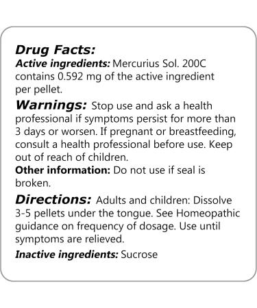 Buy Mercurius Solubilis 200C Homeopathic Remedy - 270 Pellets | Best International Shipping - Buy Online on GoSupps.com