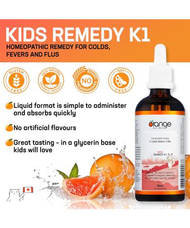 Orange Naturals - Remedy K1 for Kids - Formerly Cold+Flu for Kids - Gentle Relief for Cough & Dry Cough - 100ml Non-Drowsy Solution for Children - Buy Online on GoSupps.com
