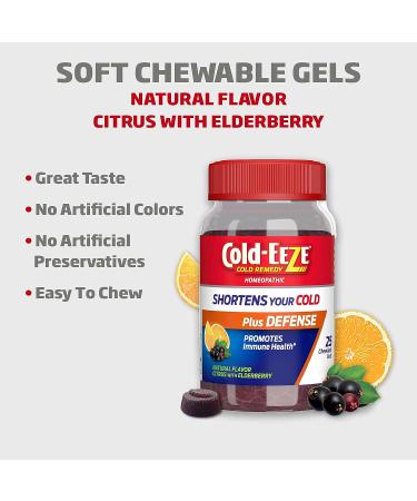 Cold-EEZE Plus Defense Natural Citrus & Elderberry Zinc Chewable Gels - 25 Ct - Buy Online on GoSupps.com