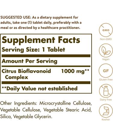 Solgar Citrus Bioflavonoid Complex 1000 mg - 100 Tablets for Immune Support & Antioxidant Boost - Buy Online on GoSupps.com