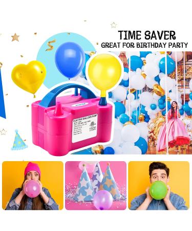 AGPTEK Electric Air Balloon Pump 110V 600W - Rose Red Dual Nozzle Inflator/Blower for Party Decoration - Buy Online on GoSupps.com