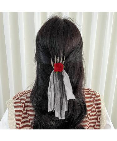 Gothic Flower Headpiece | Skeleton Hand Bone Claw Punk Headdress Skeleton Hand Hairpins Headband Women Masquerade Hairpin For Cosplay Issue Card - Buy Online on GoSupps.com