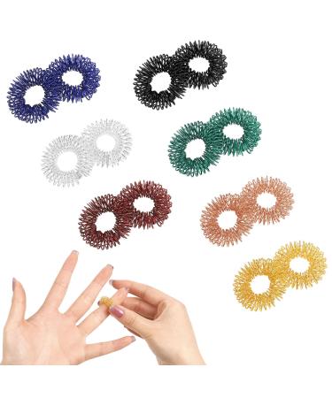 tonyg-p 14 pieces massage rings for fingers acupressure rings finger massage ring anti-stress wellness massage for relaxation (7 colors)