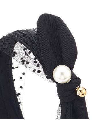 Shop Coolsteelandbeyond Hipster Boho Chic Black Loop Pearl Bead Hair Band - Trendy Dotted Lace Headbands for Women | International Shipping Available - Buy Online on GoSupps.com