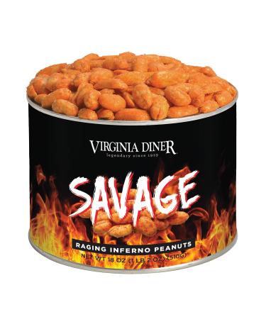 Virginia Diner - Gourmet Natural Savage Raging Inferno Spicy Virginia Peanuts, 18 Ounce Tin Raging Inferno 1.12 Pound (Pack of 1)