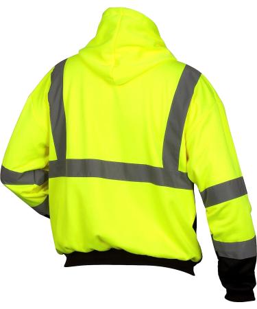 Pyramex RSZH3210L Hi-Vis Lime Zipper Sweatshirt with Black Bottom - Size Large - Buy Online on GoSupps.com