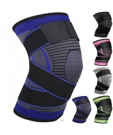 Ruilala sport knee support 1 piece compression knee scale men women elastic knee sleep used for meniscal tear arthritis tendinitis fitness weightlifting knee warmer (blue xxl) xxl blue
