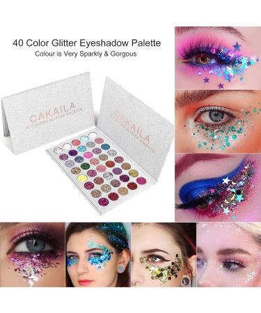 SUMEITANG 40-Color Glitter Eyeshadow Palette | Ultra Pigmented & Long Lasting Makeup | Yellow Pink Blue White Gold Silver Red Purple Green | Women's Face & Body Palette - Buy Online on GoSupps.com