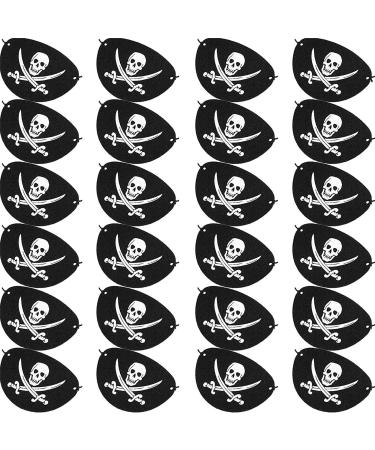 24 Pack Black Pirate Eye Patches One Eye Skull Captain Eye Mask for Halloween Cosplay Party Children Kids Favors (Felt)