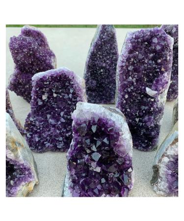 Natural Crystal Rough Natural Crystal Rough Tog Quality Hote Uruguary Dark Purple Amethyst Cluster Natural Amethyst Geode Crystal Decoration Antiques Exorcise Evil Spirits Money Drawing Semi-Precious 260-300g