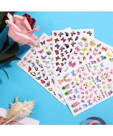 12 Sheets Butterfly Nail Art Stickers - Self-Adhesive Flower Pattern Decals for Women & Girls | Colorful, Mixed Design Manicure Decorations - Buy Online on GoSupps.com