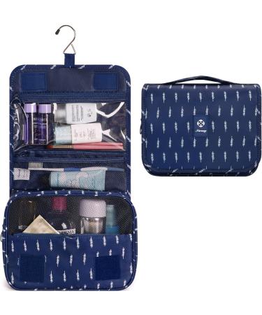 Travel Hanging Toiletry Wash Bag Makeup Cosmetic Organizer for Women Waterproof (Blue Feather) - Buy Online on GoSupps.com