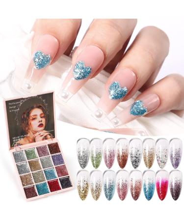 16 Colors Glitter Gel Nail Polish Solid Gel Polish Shiny Black Silver Pink Blue Purple Gel Polish Kit UV LED Soak Off Nail Gel - (Color: 6) - Buy Online on GoSupps.com
