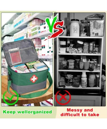 Portable Medicine Pocket with Shoulder Straps | Waterproof Medication Storage Bag for Travel Home & Outdoor - Green - Buy Online on GoSupps.com