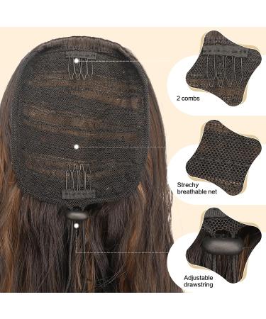 Feshfen 45cm Wavy Ponytail Hair Extension - Black & Caramel Brown Synthetic Braid - Perfect for Women - Buy Online on GoSupps.com