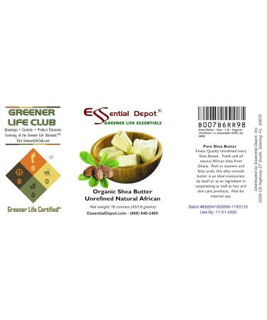 Essential Depot Shea Butter - Grade A - 16 oz - 1 lb - Organic - Unrefined - In Resealable Safety Sealed HDPE Jar - Buy Online on GoSupps.com