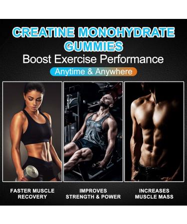 Creatine Monohydrate Gummies 5000mg - Sugar Free Vegan 120 Chewable Gummies for Muscle Support & Energy Boost - Blueberry Flavor - Buy Online on GoSupps.com
