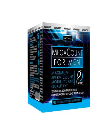 ACTIF MegaCount for Men - Maximum Fertility Support and Sperm Count Booster Clinically Proven to Improve Sperm Count and Motility - Non-GMO Made in USA 90 Count