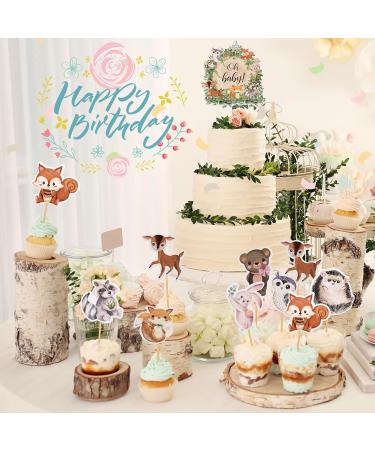 49 Pcs Woodland Cupcake Toppers Floral Leaf Boho Woodland Animal Creatures Cake Toppers for Woodland Baby Shower Party Decor (Leaf Style) - Buy Online on GoSupps.com