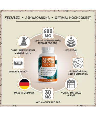 Ashwagandha Capsules 600mg - High Dose 360x KSM-66 with Magnesium Zinc & Vitamin B6 - 100% Vegan Lab-Tested No Additives - 3x120 Capsules - Buy Online on GoSupps.com