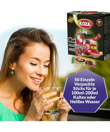 Koza Pomegranate Instant Beverage Powder Sticks - 50 Pack | Hot & Cold Drink Mix | Turkish Tea & Iced Tea Powder | Fruity Refreshment - Buy Online on GoSupps.com