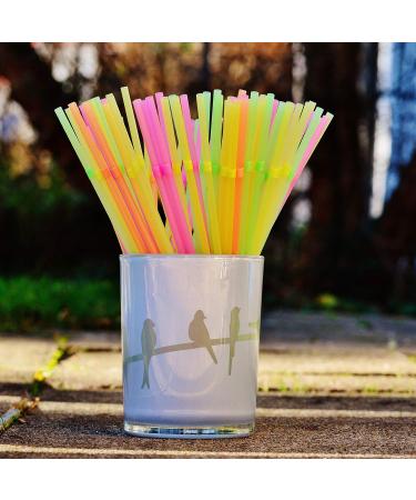 500-Pack Neon Colored Flexible Drinking Straws - 7.75 Plastic Bendy Straws - Disposable - ALINK - Buy Online on GoSupps.com