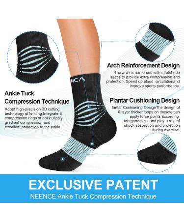 NEENCA Medical Compression Socks - Ankle Support for Injury Recovery & Pain Relief | 20-30mmHg Large Black Blue - International Shipping Available - Buy Online on GoSupps.com