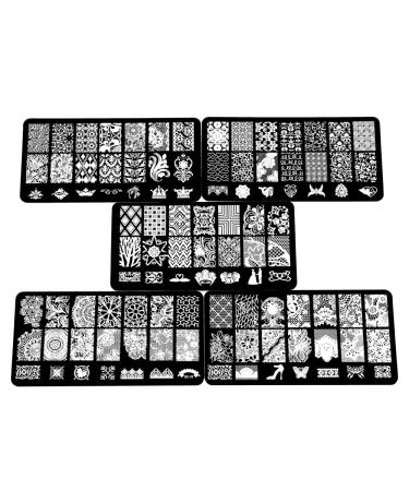 Beauty7 nail art template 5 leaves stainless steel pressure plate metal plates stamp flat stamp stamps nail art cover nail art diy accessories